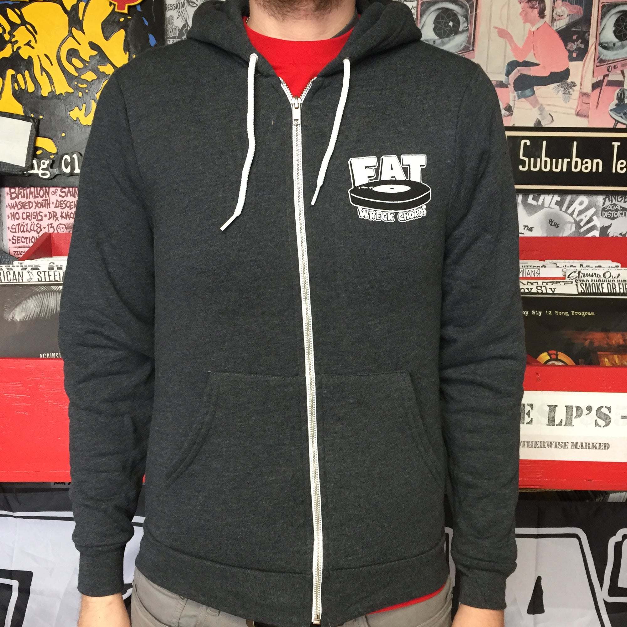 DARK GREY Zip-Up Hoodie on American Apparel